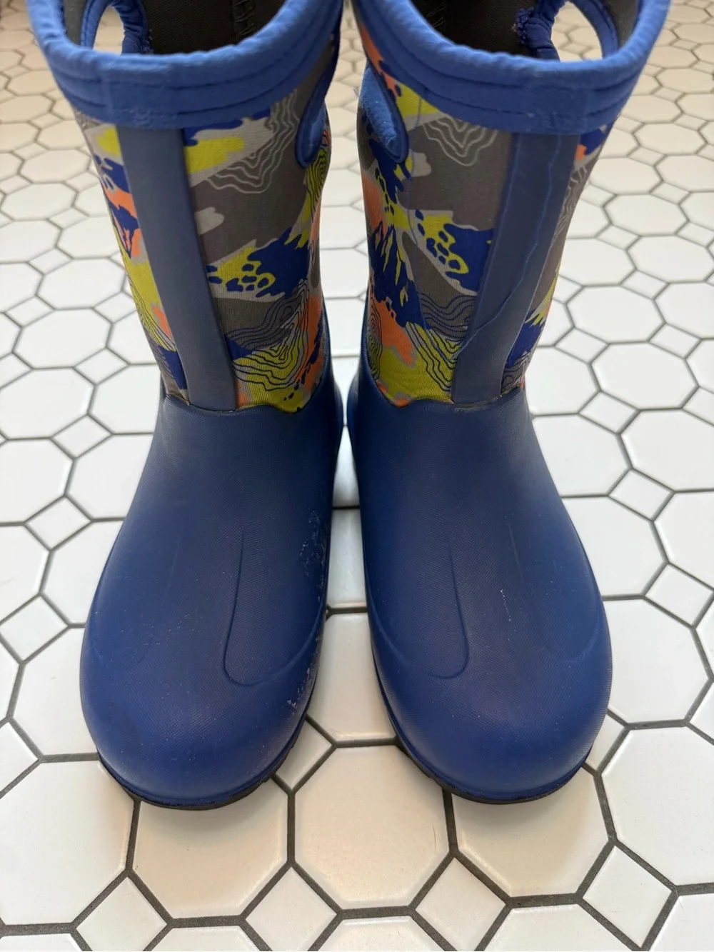 Bogs Navy Blue Kids Rain Boots with Pull Handles